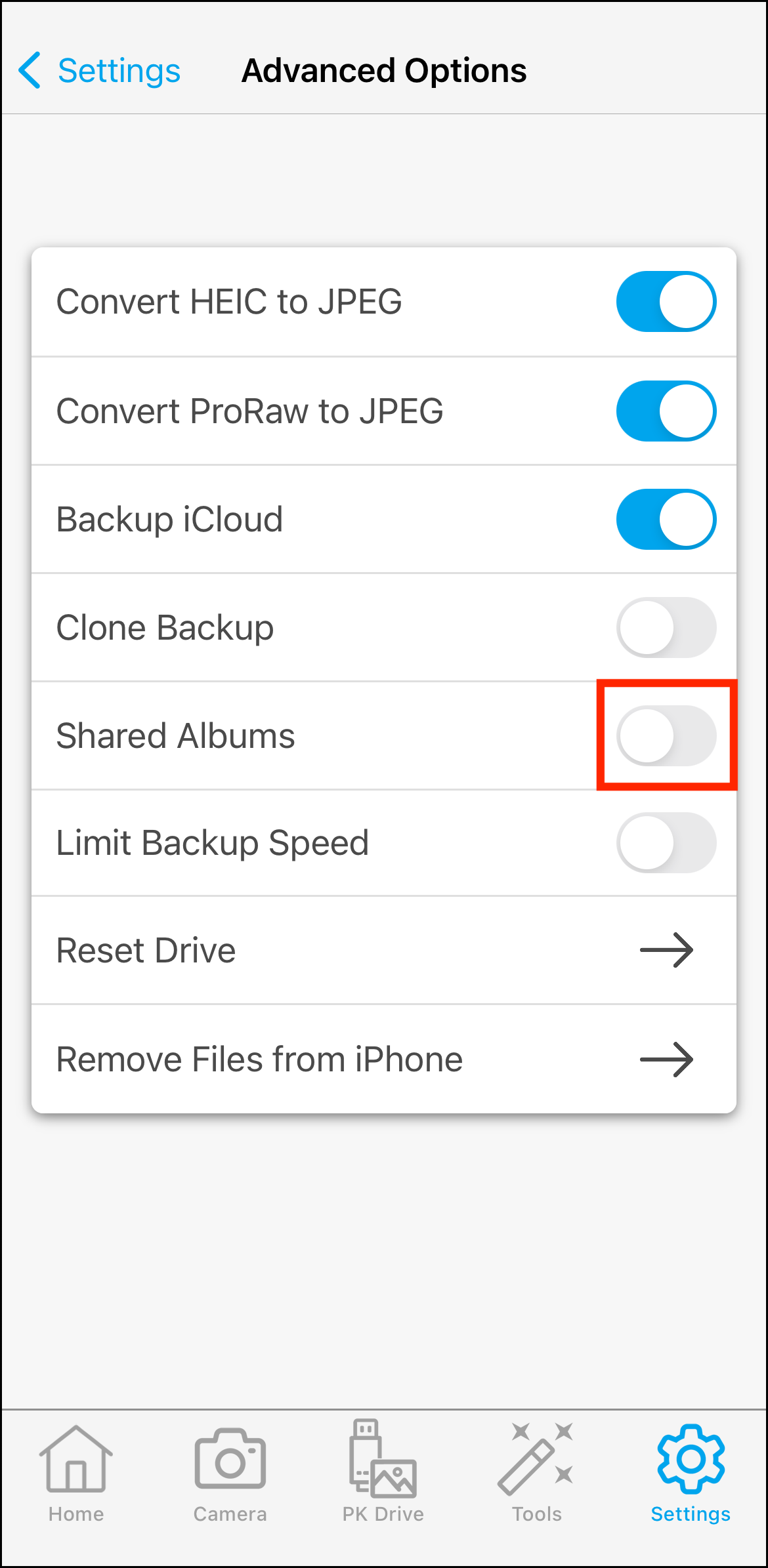 Advanced Options > Shared Albums 01.PNG