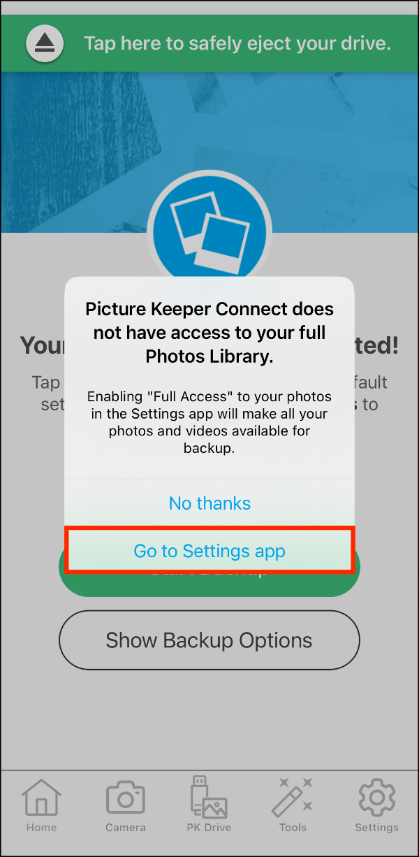Home 01 > Limited Access to Photo Library > Got to Settings app.PNG