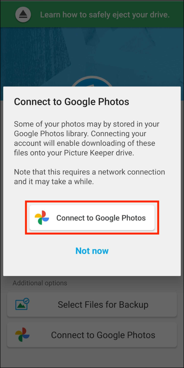 Backup Options > Google Photos > Connect to Google Photos Prompt > Connect to Google Photos.jpg