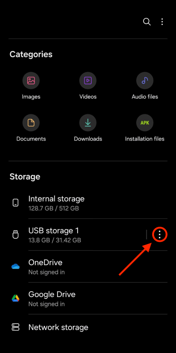 My Files > USB storage 1 options.png