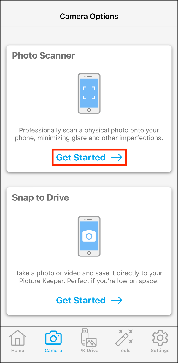 Camera Options > Photo Scanner > Get Started.PNG