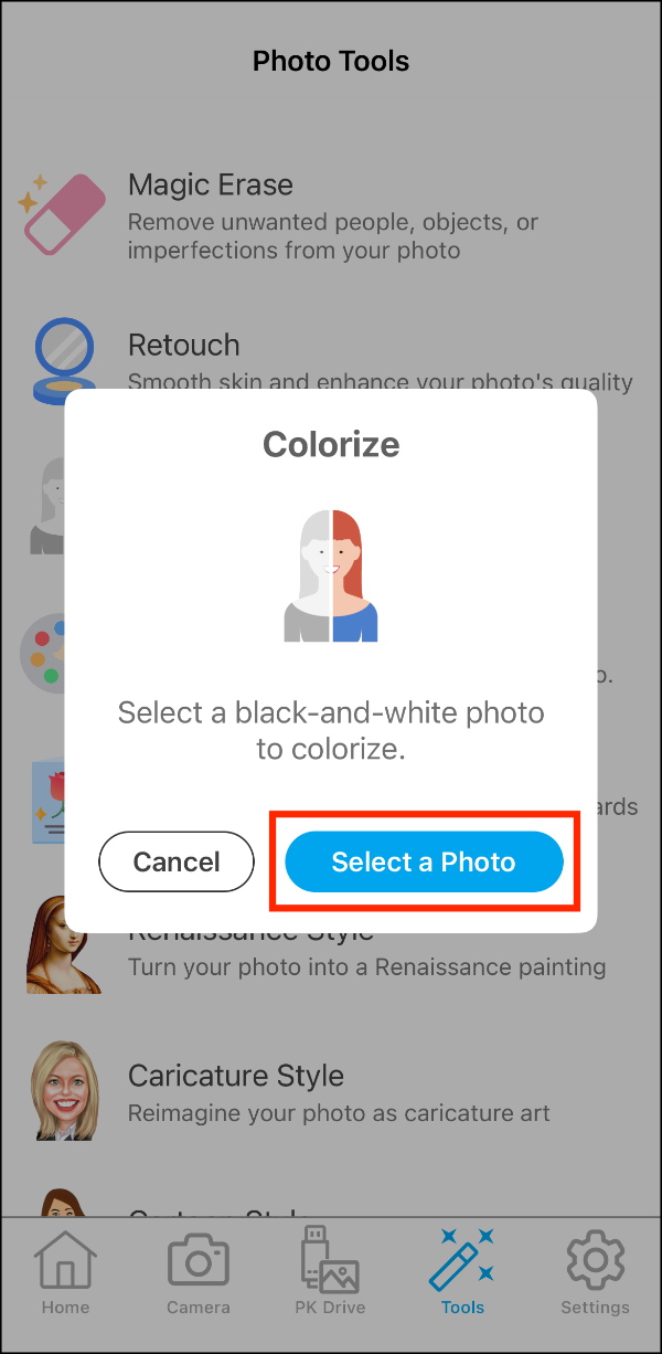 Photo Tools > Colorize Prompt > Select a Photo.PNG