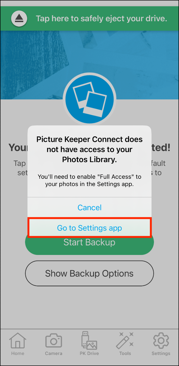 Home 01 > No Access to Photo Library > Got to Settings app.PNG