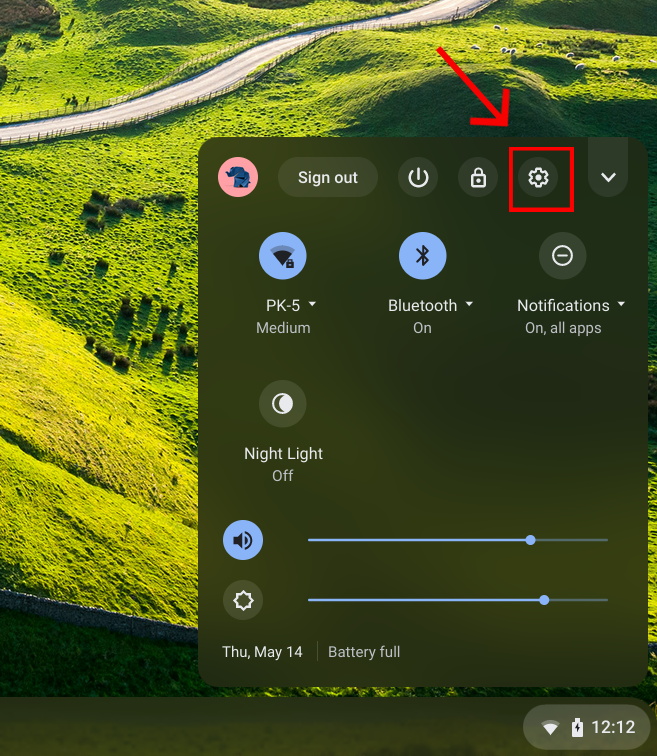Quick Settings - click the gear