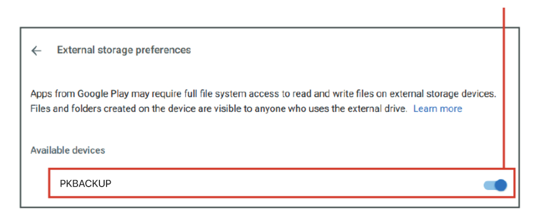 Available devices - toggle on