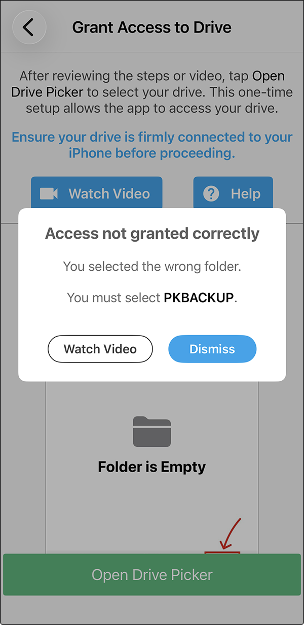 Access not granted correctly message