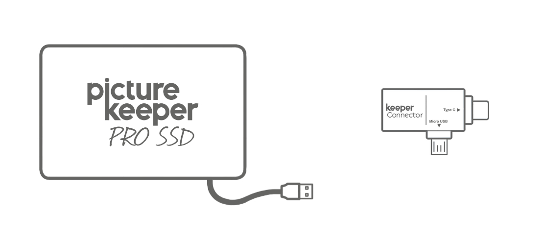 Pro SSD USB-A cable and Keeper Connector
