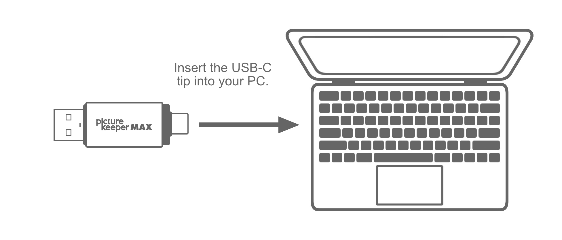 Picture Keeper MAX connected to a Windows computer with USB-C