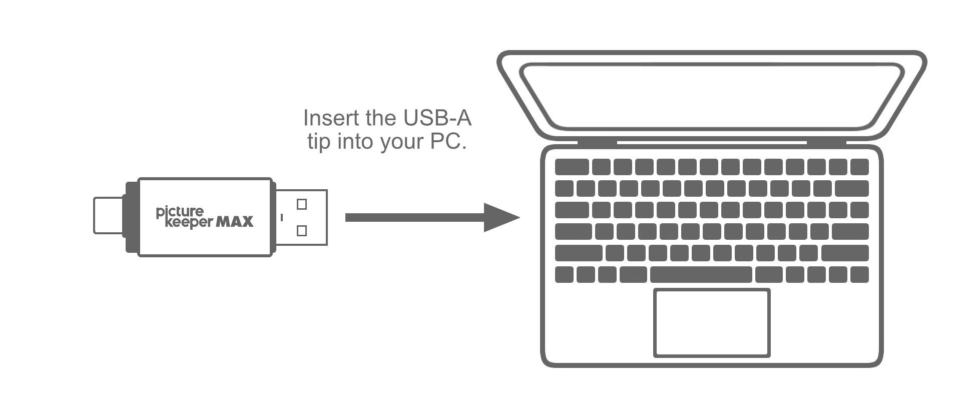 Picture Keeper MAX connected to a Windows computer with USB-A